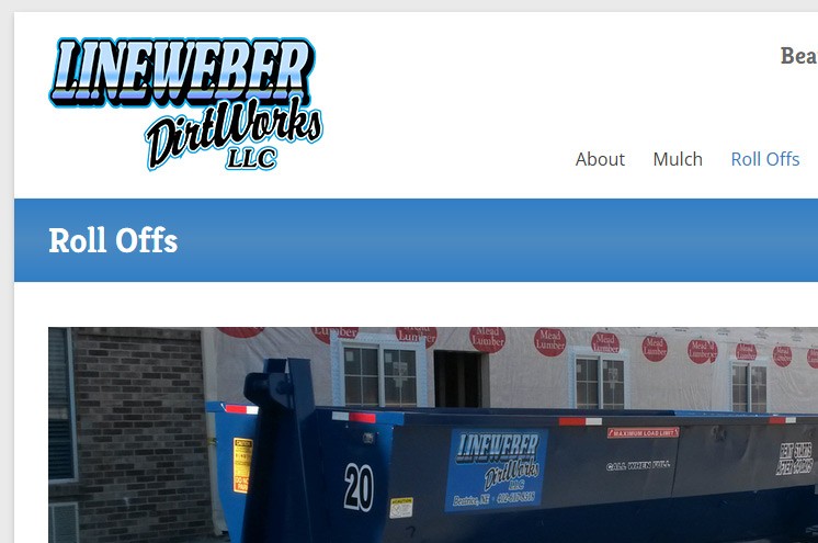 Lineweber DirtWorks logo on the website